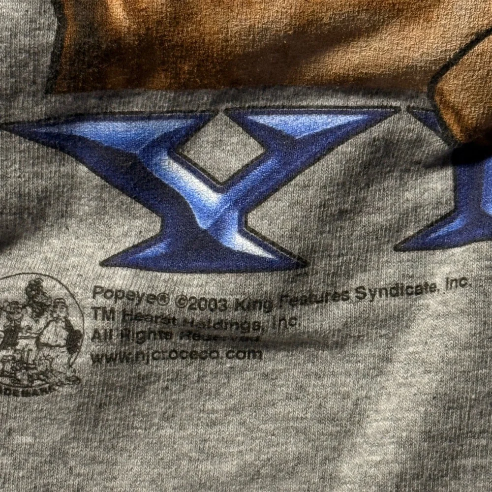 Vintage Popeye's Gym‎ 2003 Graphic T-Shirt Alstyle Apparel 2XL Gray Cartoon - Picture 4 of 6